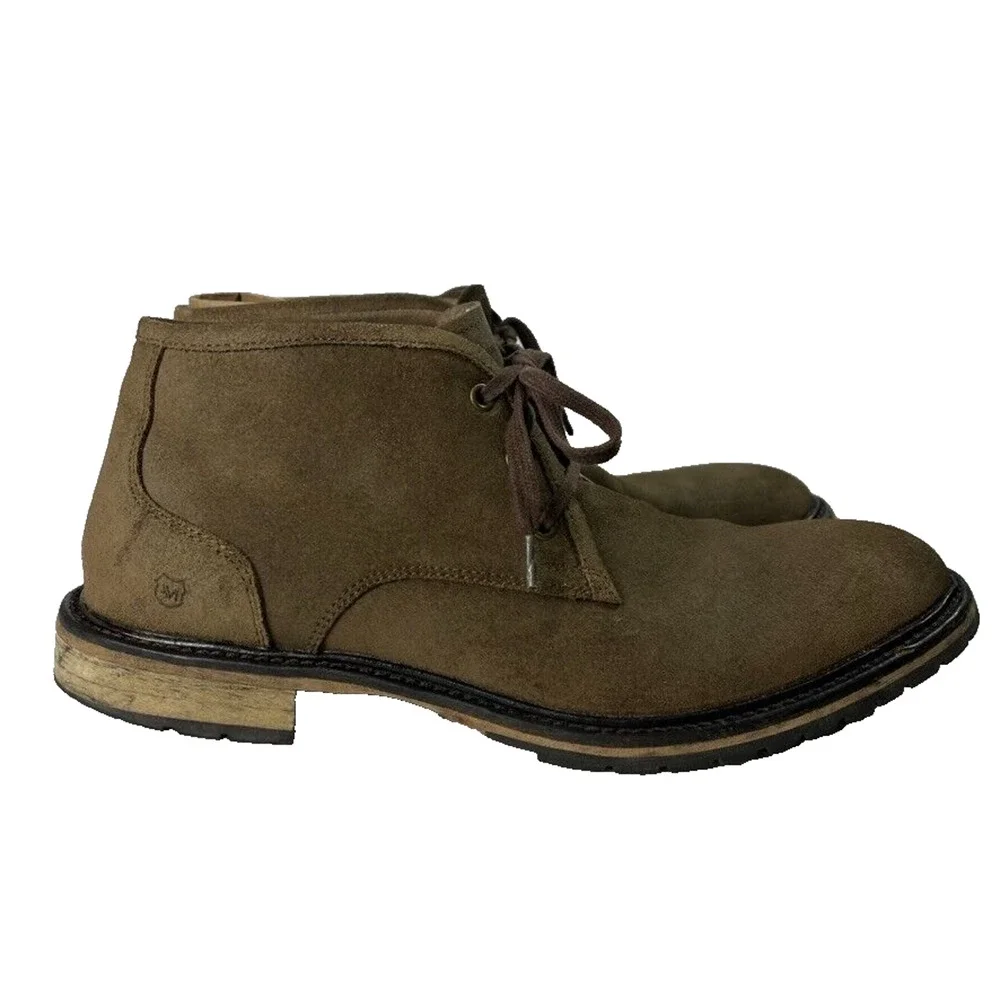 Andrew Marc Chukka Boots Mens 8 Brown Leather Round Toe Lace Up
